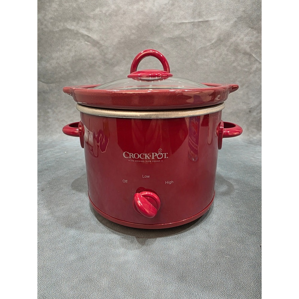Crock-Pot Red 2 Quart Round Slow Cooker Manual Control Glass Lid SCR200-R